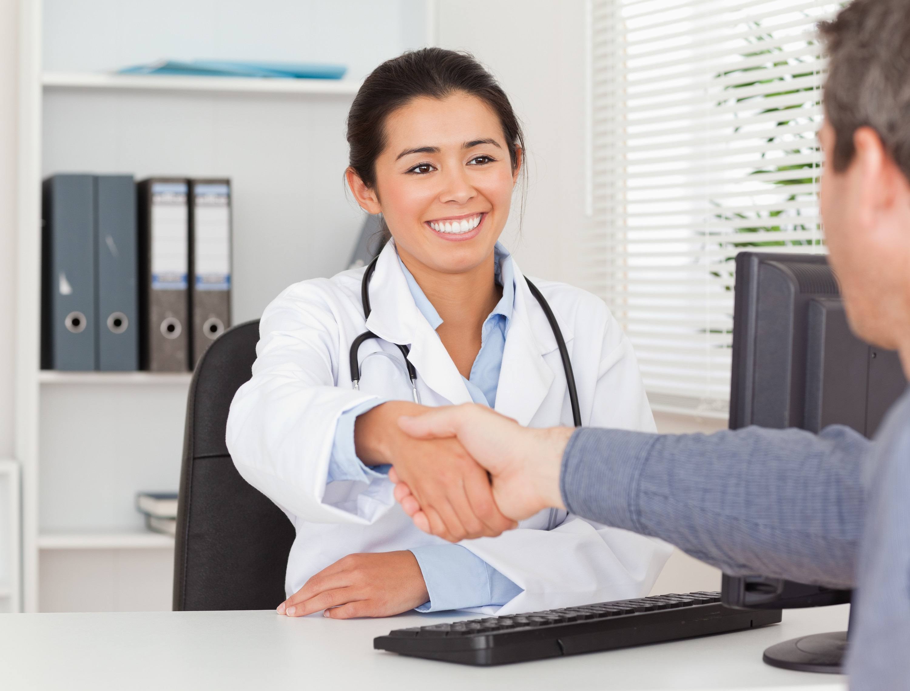 physician shaking hands